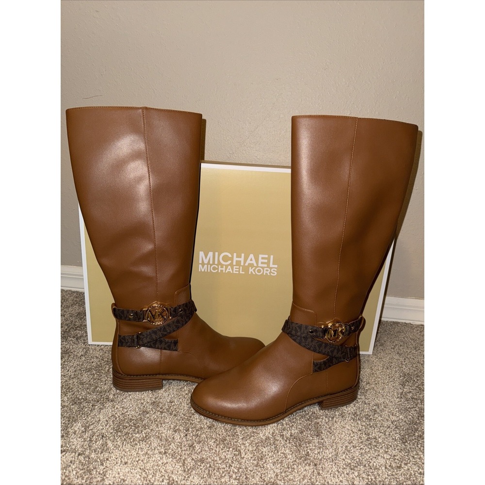 Michael Kors Rory Sz 10M Knee High Riding Boots Faux Leather Yellowstone Cowgirl - Picture 2 of 16